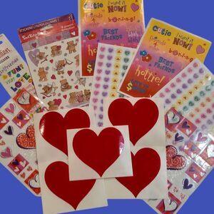 Valentine VTG Sticker Bundle Hallmark Mrs. Grossman's Candy Hearts Cupid Bears